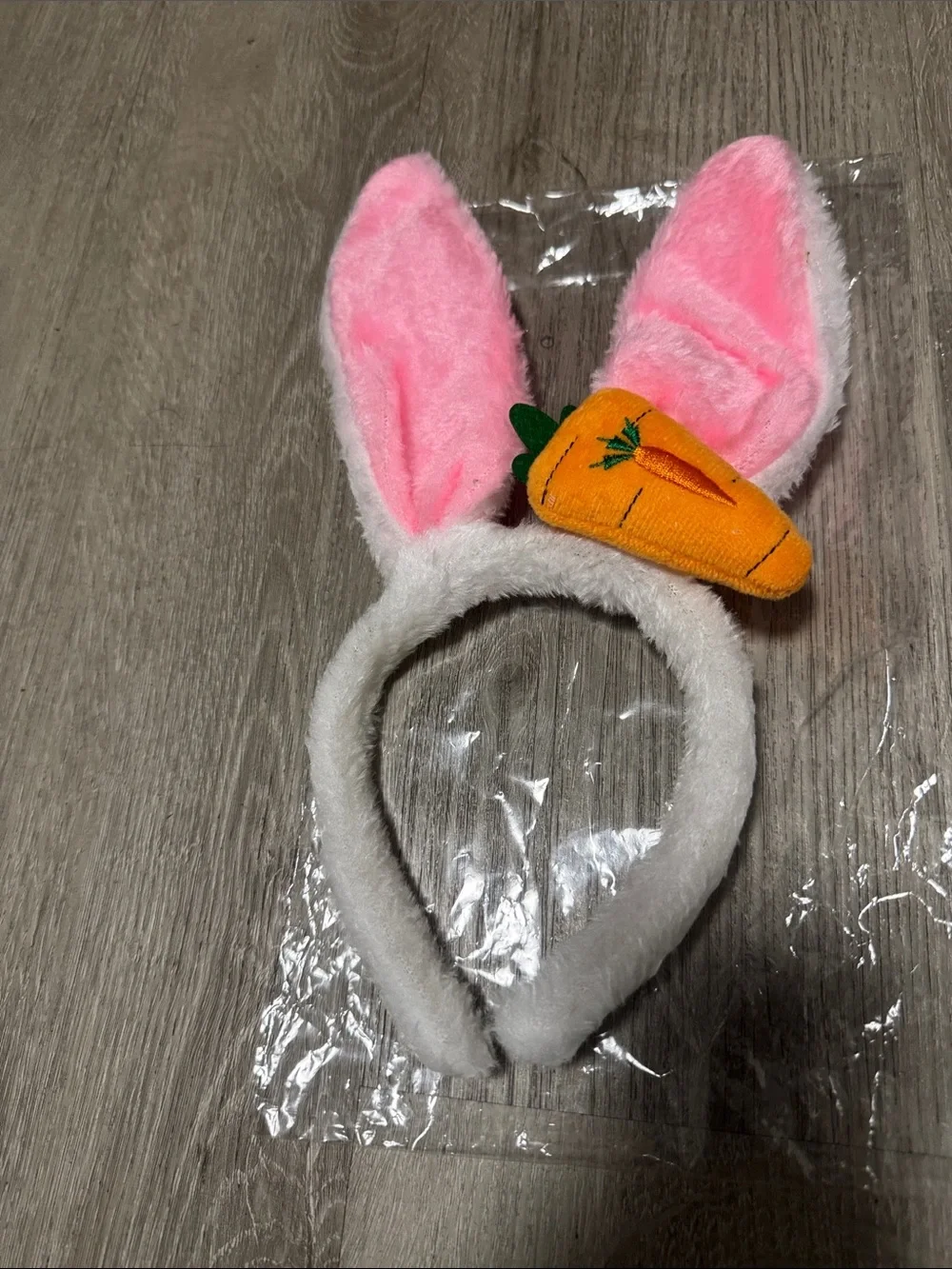 Plush Bunny Ear Headband with Carrot Accent - and happy easter hanging banner